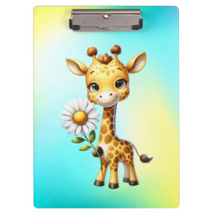 Niedliches Baby Giraffe mit Daisy Blume-88681 Klemmbrett