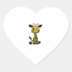 niedliches Baby Giraffe mit rosa Bogen Herz-Aufkleber