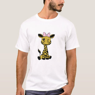 niedliches Baby Giraffe mit rosa Bogen T-Shirt