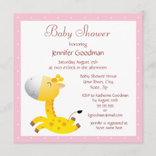 Niedliches Baby Giraffe Pink Babydusche Einladung