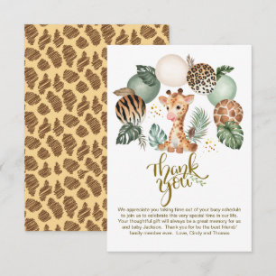 Niedliches Baby Giraffe Safari Animal Print Dankeskarte
