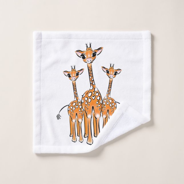 Niedliches Baby Giraffe, Safaritiere Badetuch Set (Waschlappen)
