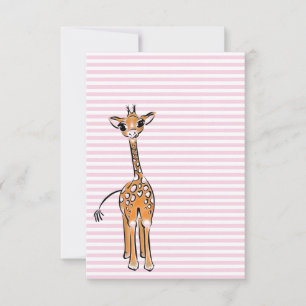 Niedliches Baby Giraffe, Safaritiere, rosa Streife