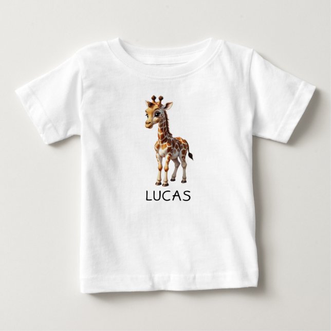 Niedliches Baby Giraffe Tierkids personalisieren T-shirt (Vorderseite)