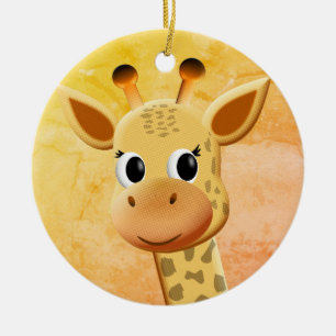 Niedliches Baby Giraffe Zeichnend Keramik Ornament