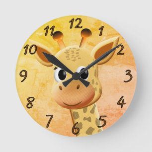 Niedliches Baby Giraffe Zeichnend Runde Wanduhr