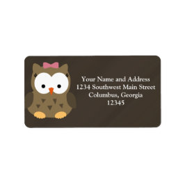 Niedliches Baby-Girl-Eule mit rosa Bow Adressaufkleber