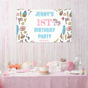Niedliches Baby Girl vereint jedes Alter Geburtsta Banner