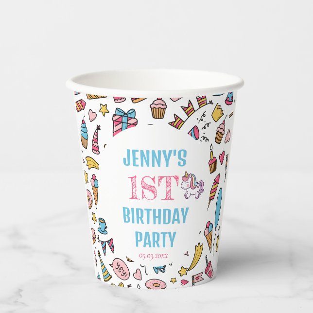 Niedliches Baby Girl vereint jedes Alter Geburtsta Pappbecher (Vorderseite)