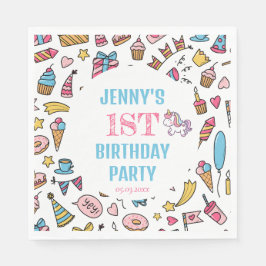 Niedliches Baby Girl vereint jedes Alter Geburtsta Serviette