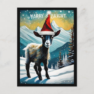 Niedliches Baby Goat Kind Weihnachtsfest Postkarte