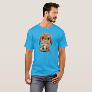 Niedliches Baby-Häschen mit Fußball-Fußball-Bal T-Shirt