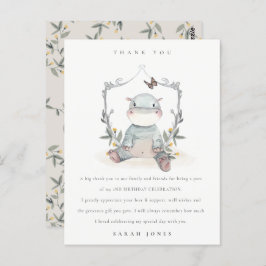 Niedliches Baby Hippo Foliage jedes Alter Geburtst Postkarte
