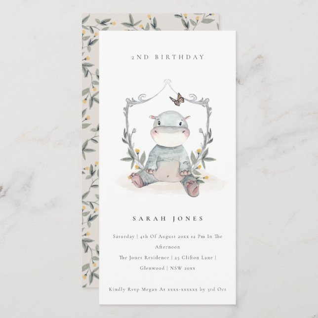 Niedliches Baby Hippo Foliage jedes Alters zum Geb Dankeskarte (Vorne/Hinten)