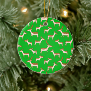 Niedliches Baby-Hirsch und Familie Keramik Ornament