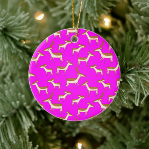 Niedliches Baby-Hirsch und Familie Keramik Ornament