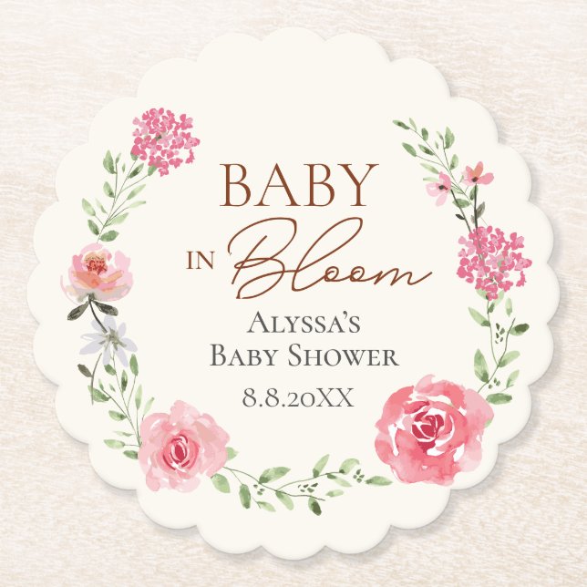 Niedliches Baby in Bloom Baby Dusche Custom Untersetzer (Vorderseite)