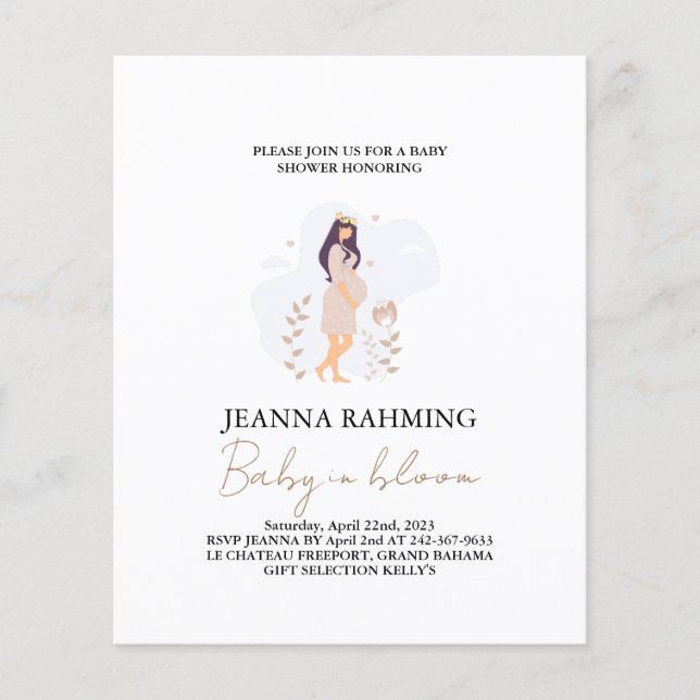 Niedliches Baby in Blütendusche Einladung (Vorderseite)