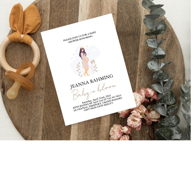 Niedliches Baby in Blütendusche Einladung (Von Creator hochgeladen)