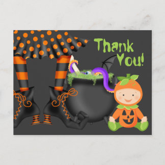 Niedliches Baby in Kürbiskostüm Halloween Vielen D Postkarte