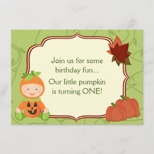 Niedliches Baby in Pumpkin Kostüm 1. Geburtstag Ei Einladung