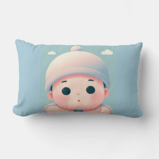 niedliches Baby in Wollkappe Lendenkissen