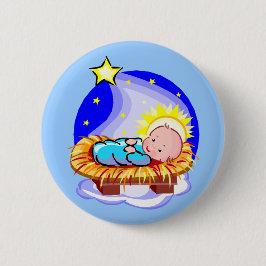 Niedliches Baby Jesus und Stern Button