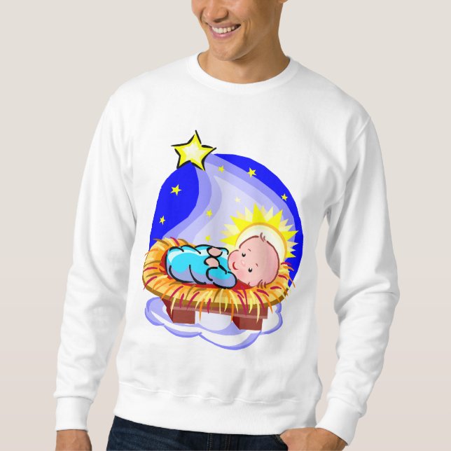 Niedliches Baby Jesus und Stern Sweatshirt (Vorderseite)