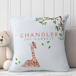 Niedliches Baby-Jungengiraffe pastellgrünes Kinder Kissen