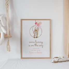 Niedliches Baby Kaninchen Auf dem Weg Kinderzimmer Poster