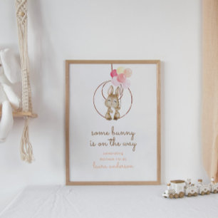 Niedliches Baby Kaninchen Auf dem Weg Kinderzimmer Poster