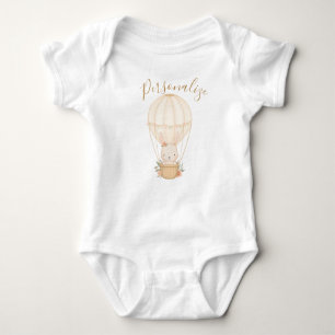 Niedliches Baby Kaninchen in Air Balloon Pink Pers Baby Strampler