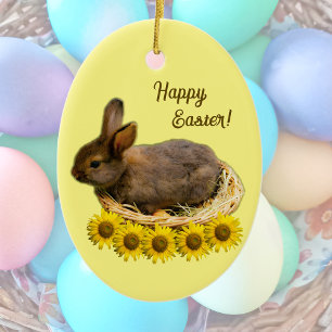 Niedliches Baby-Kaninchen - Osterhasen Keramik Ornament