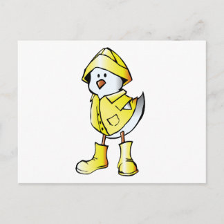 Niedliches Baby-Kick mit gelbem Raincoat Postkarte