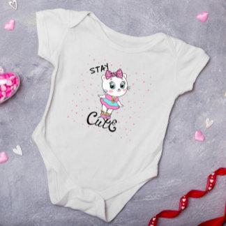 Niedliches Baby Kitten Hearts Girl bleibe Baby Strampler