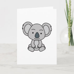 Niedliches Baby Koala mit einem Lächeln im Boden Karte