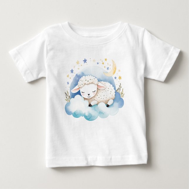 Niedliches Baby Lamb auf dem Mond - T-shirt (Vorderseite)