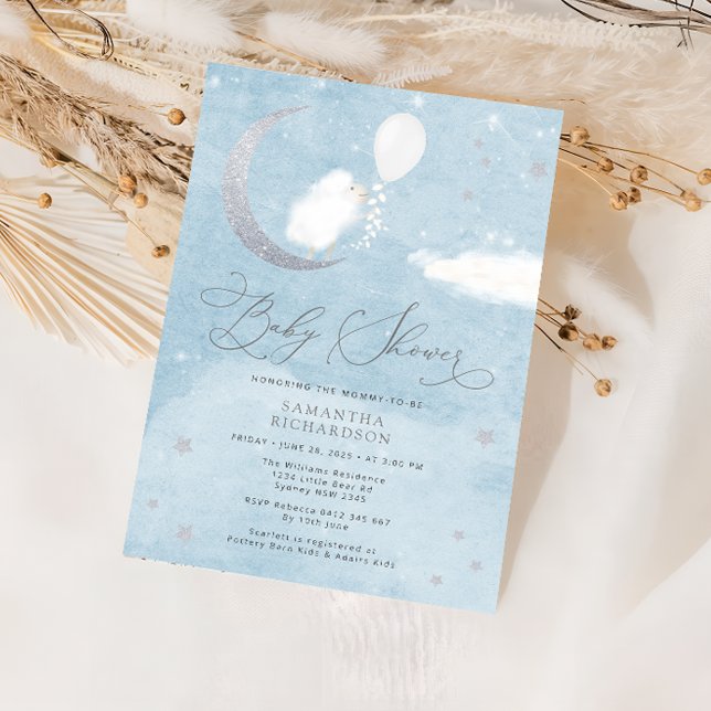 Niedliches Baby Lamb Ballon Kinderdusche Einladung (Von Creator hochgeladen)