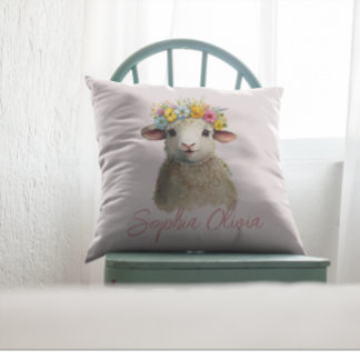 Niedliches Baby Lamb Farm Animal Watercolor person Kissen