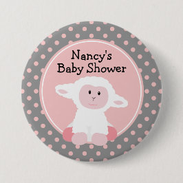 Niedliches Baby Lamb mit Polka Dots Baby Dusche Button
