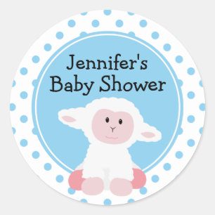 Niedliches Baby Lamb und Polka Dots Personalisiert Runder Aufkleber
