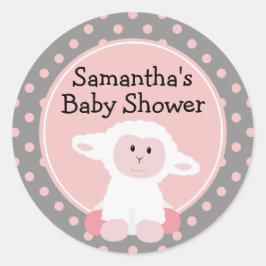Niedliches Baby Lamb und Polka Dots Personalisiert Runder Aufkleber