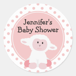 Niedliches Baby Lamb und Polka Dots Personalisiert Runder Aufkleber