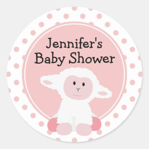 Niedliches Baby Lamb und Polka Dots Personalisiert Runder Aufkleber