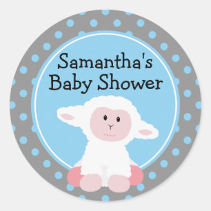 Niedliches Baby Lamb und Polka Dots Personalisiert Runder Aufkleber