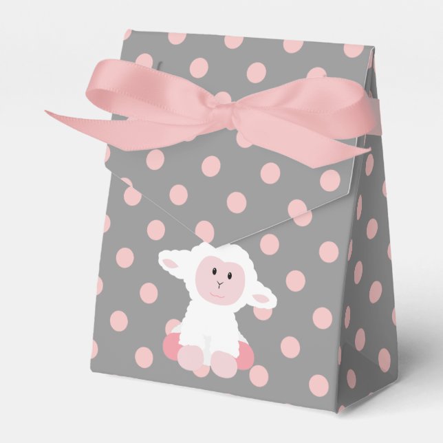 Niedliches Baby Lamb und rosa Polka Dots Girl Geschenkschachtel (Vorderseite)
