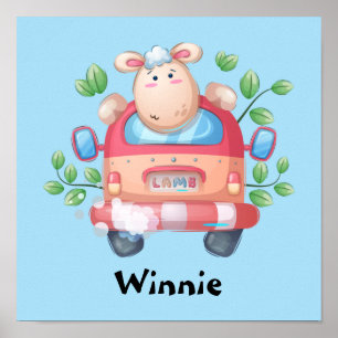 Niedliches Baby Lamm in einem Personalisierten Pla Poster