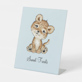 Niedliches Baby Leopard Blue Sweet Leckereien Sockelschild