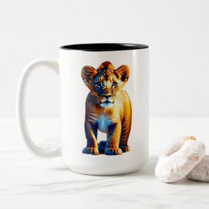Niedliches Baby Lion Cub Art für Wildlife Lovers Zweifarbige Tasse