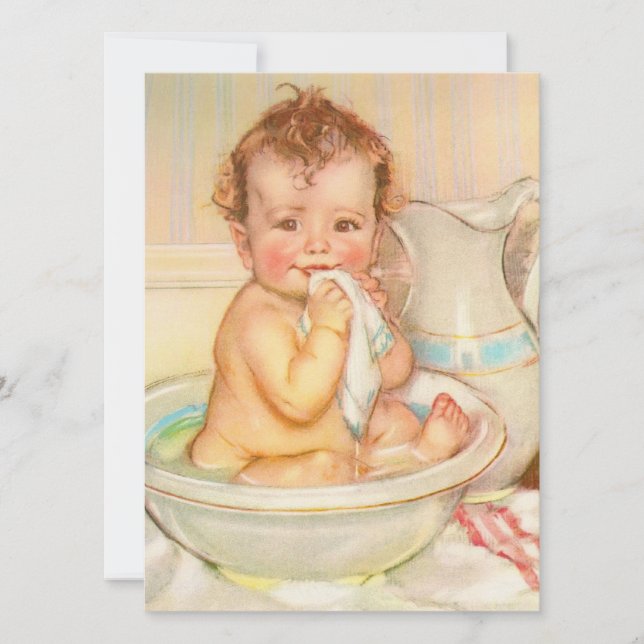 Niedliches Baby mit Bad (Vorderseite)